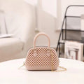 Chic Pearl-Beaded Mini Dome Handbag