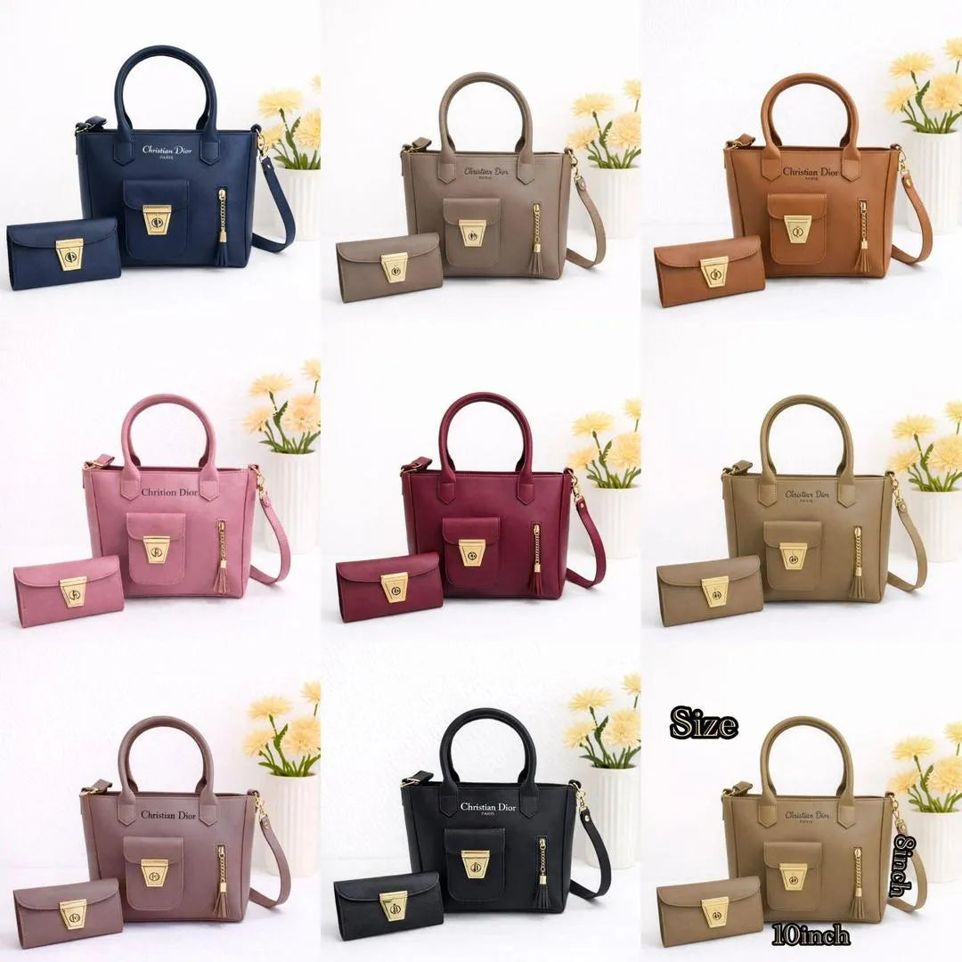 Ladies Leather handbag set with wallet