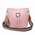 Chic Blush Pink Bucket Shoulder Bag – Versatile Crossbody with Striped Canvas Strap