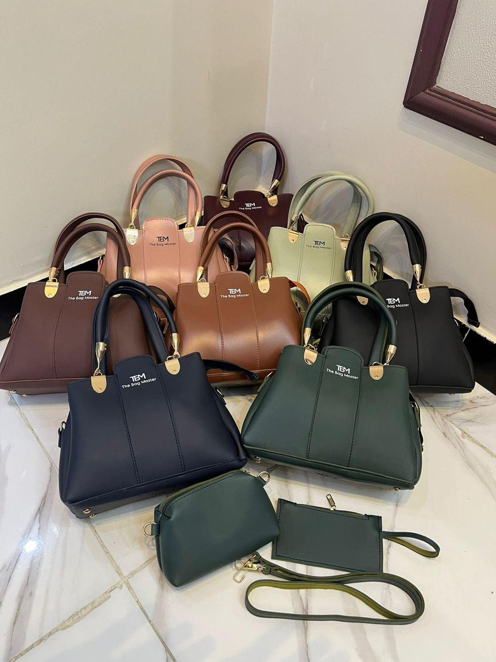 Premium 3-in-1 Ladies Handbag Trio | Textured Rexine Collection