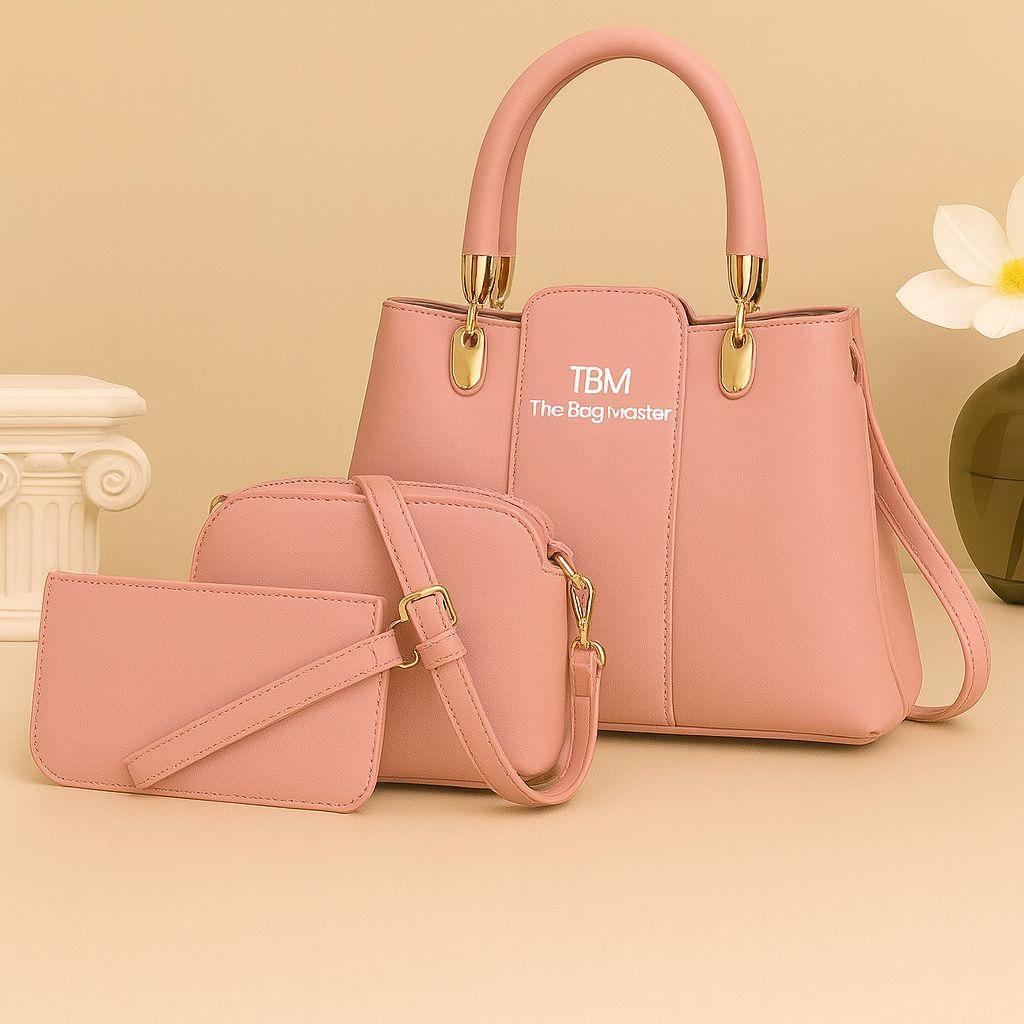 Premium 3-in-1 Ladies Handbag Trio | Textured Rexine Collection