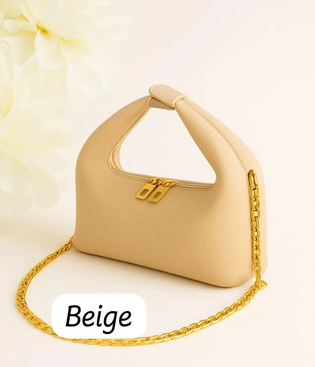 Premium Beige Leather Shoulder Bag for Women | Elegant Every-Day Handbag