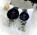Premium unisex couple watches set of  2 silver quartz