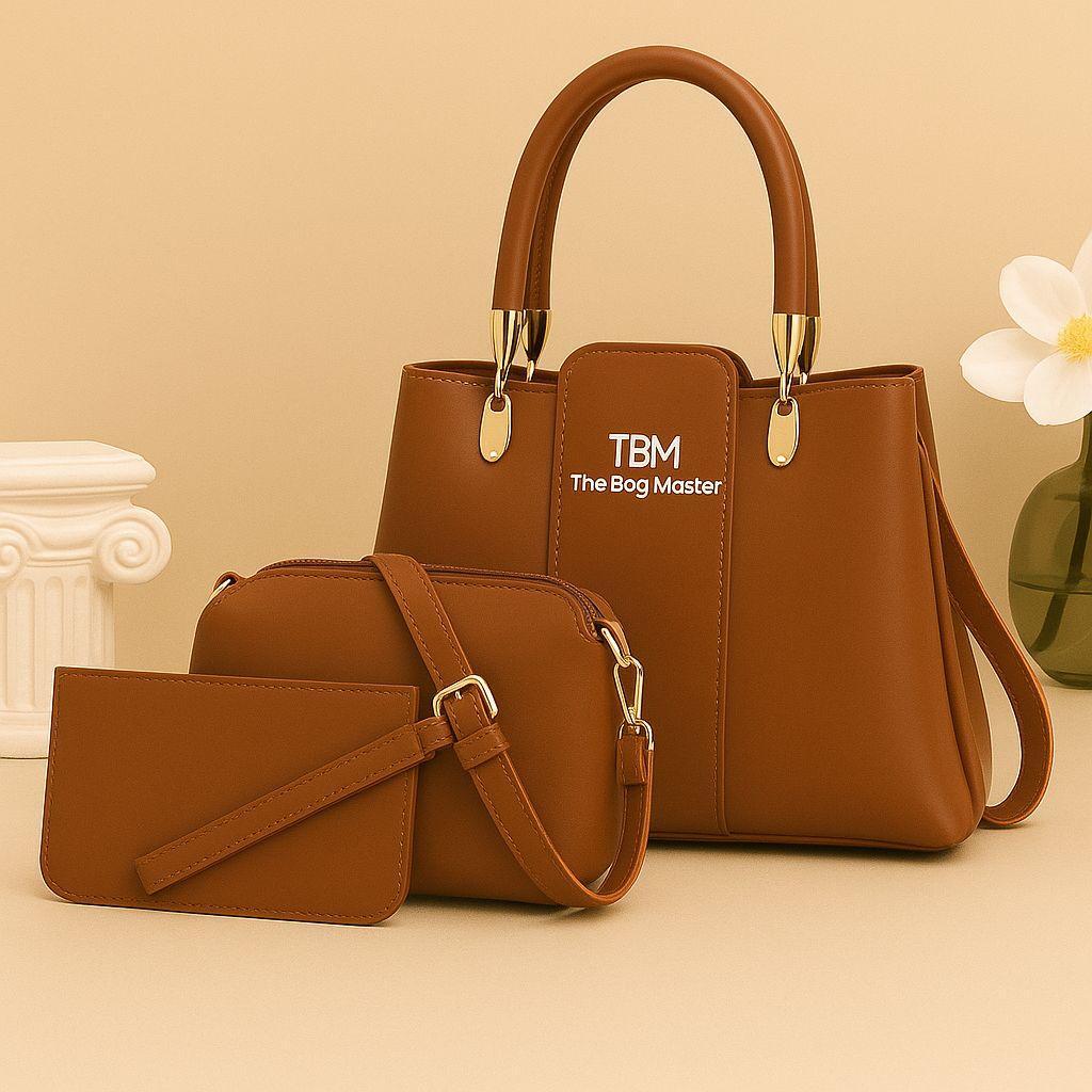 Premium 3-in-1 Ladies Handbag Trio | Textured Rexine Collection