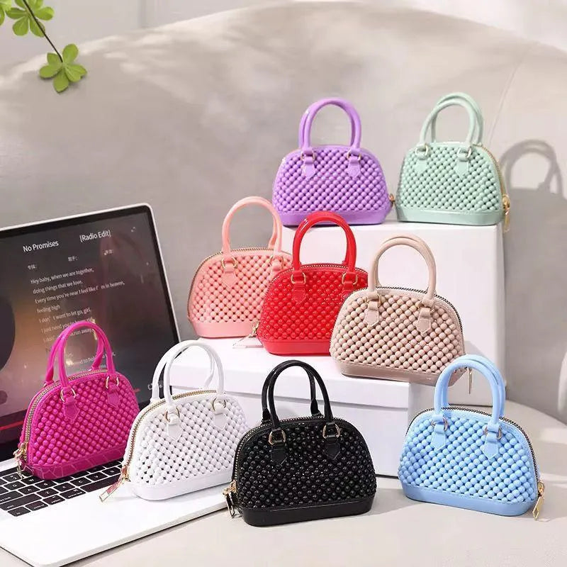 Chic Pearl-Beaded Mini Dome Handbag