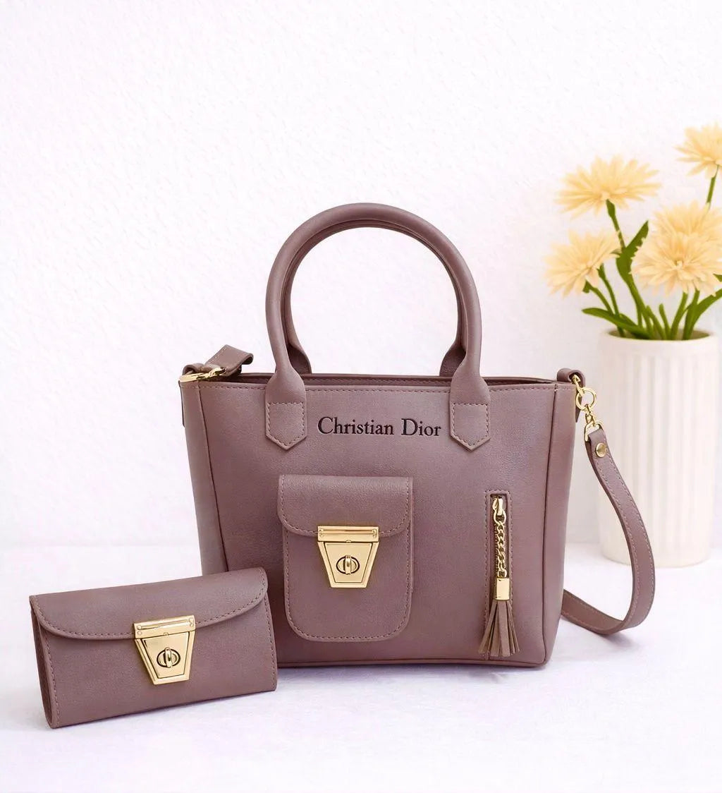 Ladies Leather handbag set with wallet