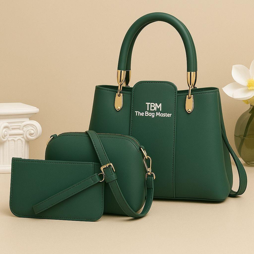 Premium 3-in-1 Ladies Handbag Trio | Textured Rexine Collection