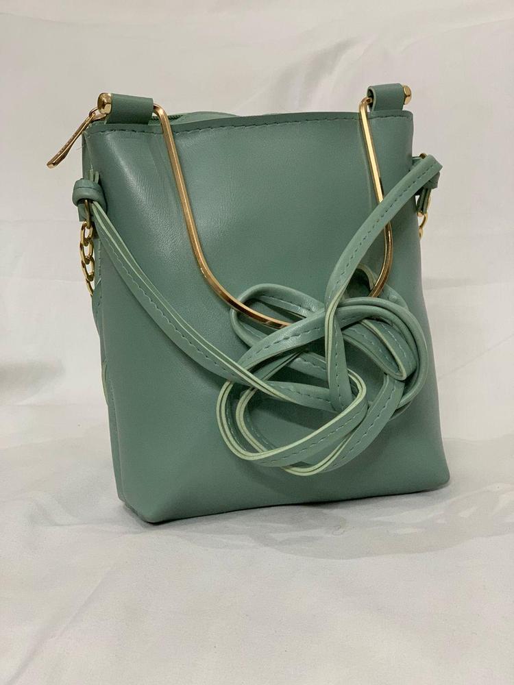 Women’s Pastel Green Shoulder Bag | Elegant Gold Hardware | Modern Structured Handbag