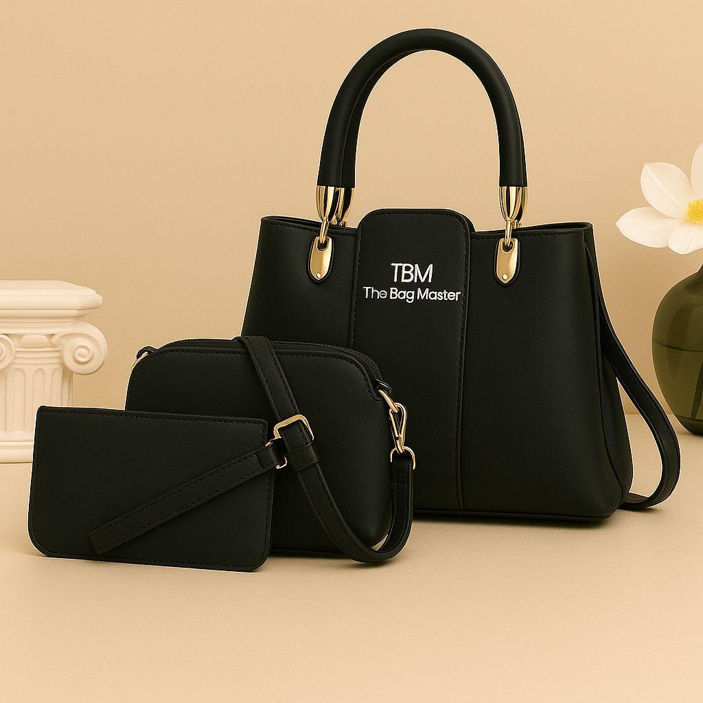 Premium 3-in-1 Ladies Handbag Trio | Textured Rexine Collection