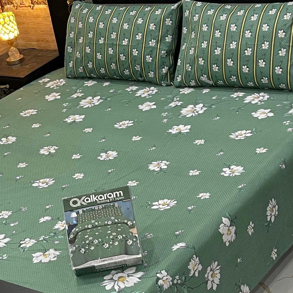 Alkaram Bedding: Sage Green Floral Elegance